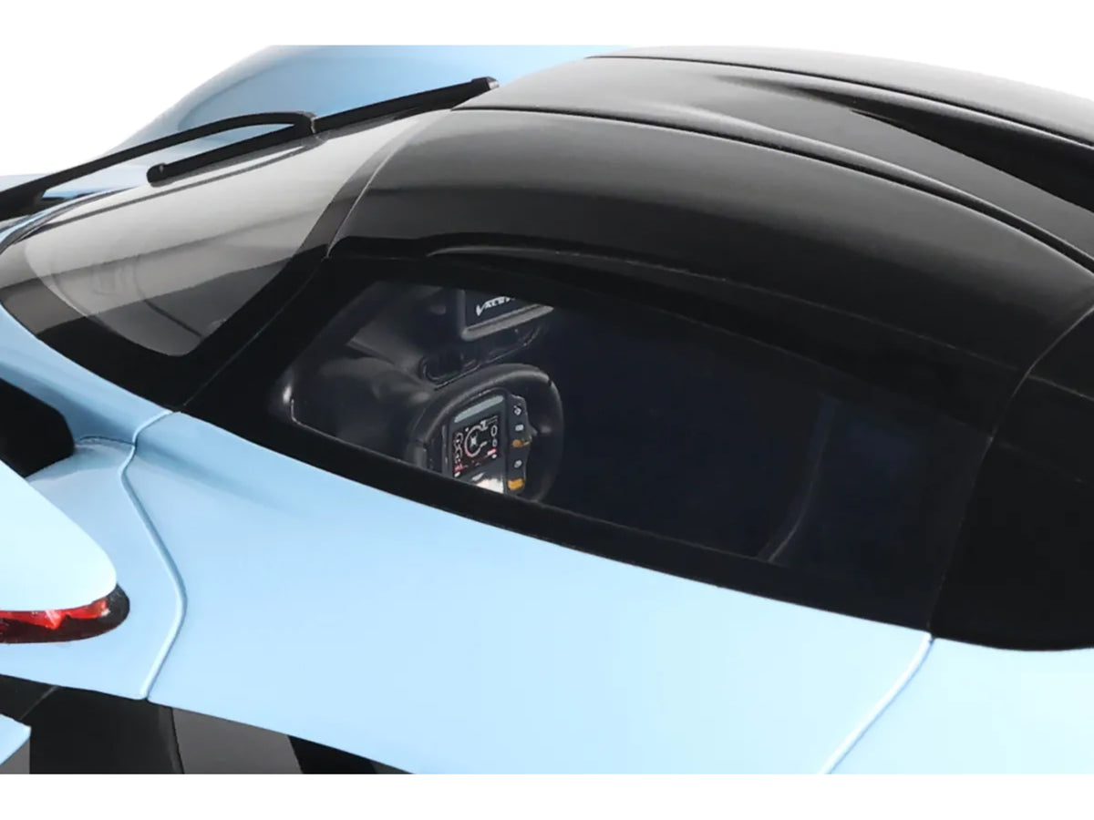 2023 Aston Martin Valkyrie Light Blue with Black Top 1/18 Model Car