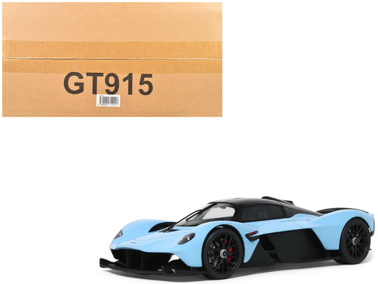 2023 Aston Martin Valkyrie Light Blue with Black Top 1/18 Model Car