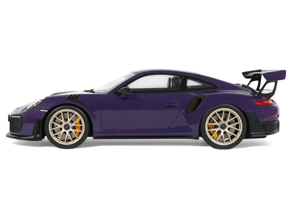 2021 Porsche 911 (991.2) GT2 RS Ultraviolet Metallic with Carbon Stripes 1/18 Model Car