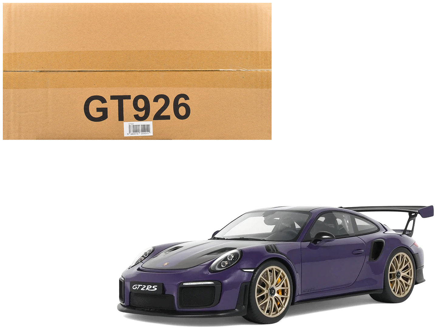 2021 Porsche 911 (991.2) GT2 RS Ultraviolet Metallic with Carbon Stripes 1/18 Model Car