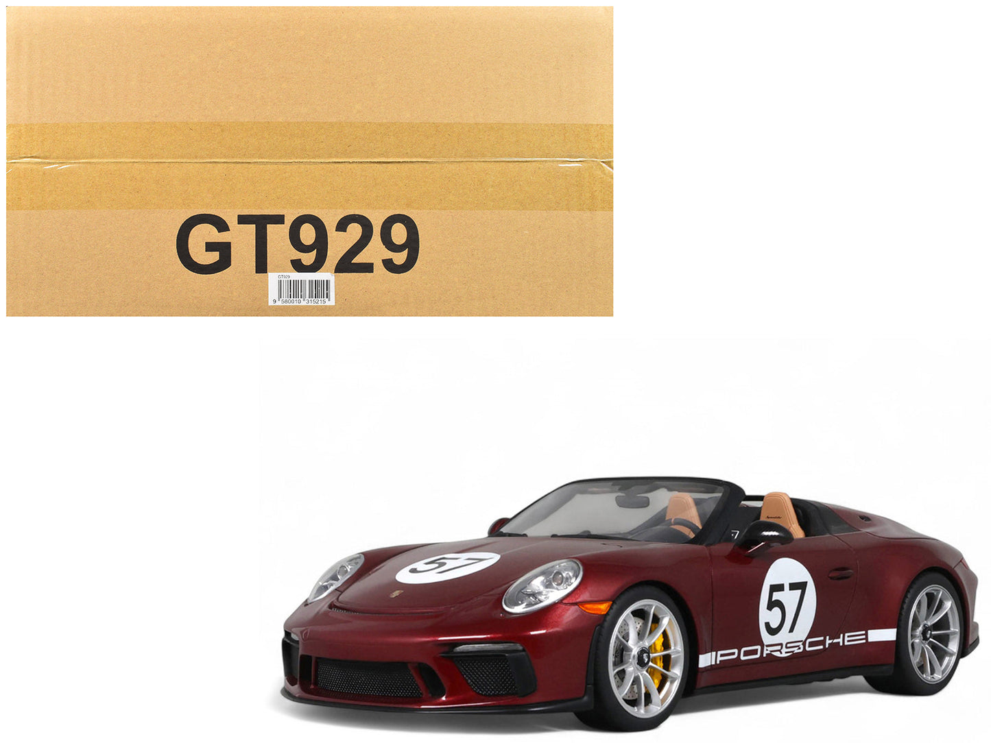 2019 Porsche 911 (991.2) Speedster #57 "Heritage Edition" Cherry Red Metallic 1/18 Model Car
