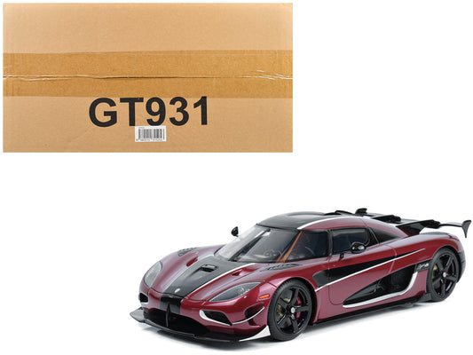 2017 Koenigsegg Agera RS Deep Red Metallic with Black Stripes 1/18 Model Car