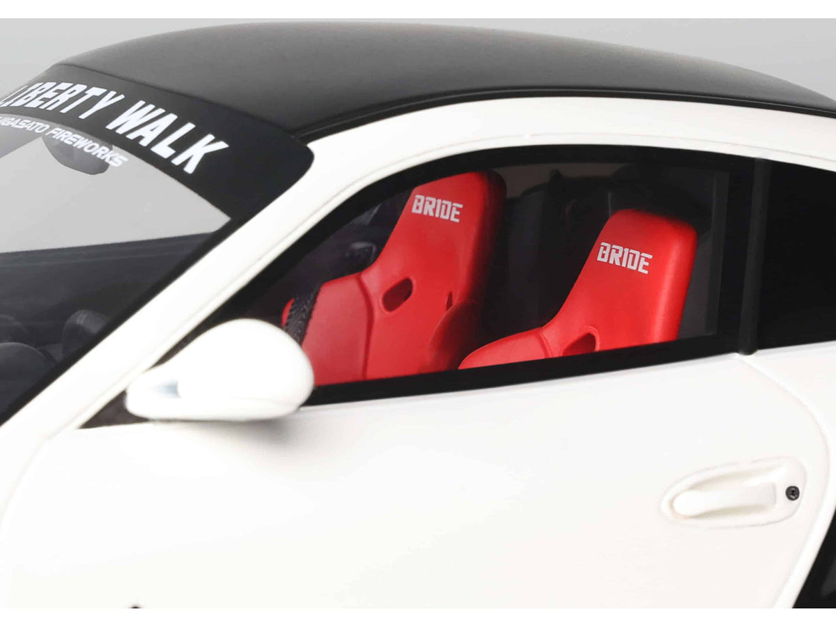 2024 Porsche 911 Turbo LB-Works White with Black Top 1/18 Model Car