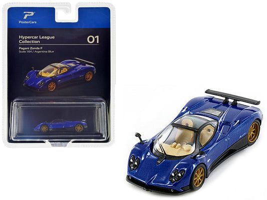 Pagani Zonda F Argentina Blue Metallic "Hypercar League Collection" 1/64 Diecast Model Car