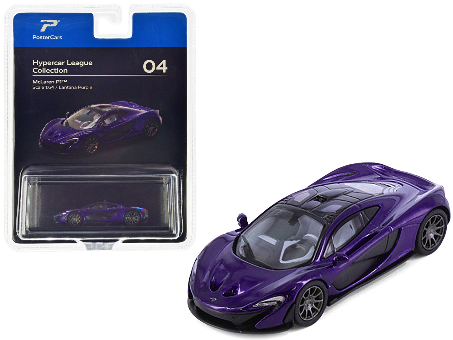 McLaren P1 Lantana Purple Metallic with Black Top "Hypercar League Collection" 1/64 Diecast Model Car