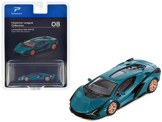 Lamborghini Sian FKP 37 Blu Uranus Blue Metallic "Hypercar League Collection" 1/64 Diecast Model Car