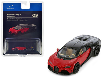 Bugatti Chiron Supersport Italian Red and Nocturne Black "Hypercar League Collection" 1/64 Diecast Model Car