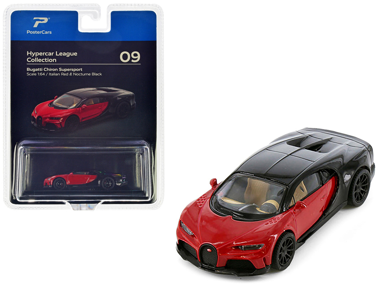 Bugatti Chiron Supersport Italian Red and Nocturne Black "Hypercar League Collection" 1/64 Diecast Model Car