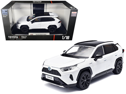 2023 Toyota Rav4 Hybrid White Metallic with Black Top 1/18 Diecast Model Car