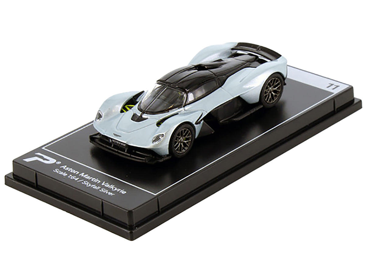 Aston Martin Valkyrie Skyfall Silver Metallic with Black Top "Hypercar League Collection" 1/64 Diecast Model Car