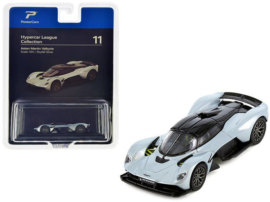 Aston Martin Valkyrie Skyfall Silver Metallic with Black Top "Hypercar League Collection" 1/64 Diecast Model Car