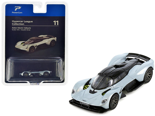 Aston Martin Valkyrie Skyfall Silver Metallic with Black Top "Hypercar League Collection" 1/64 Diecast Model Car