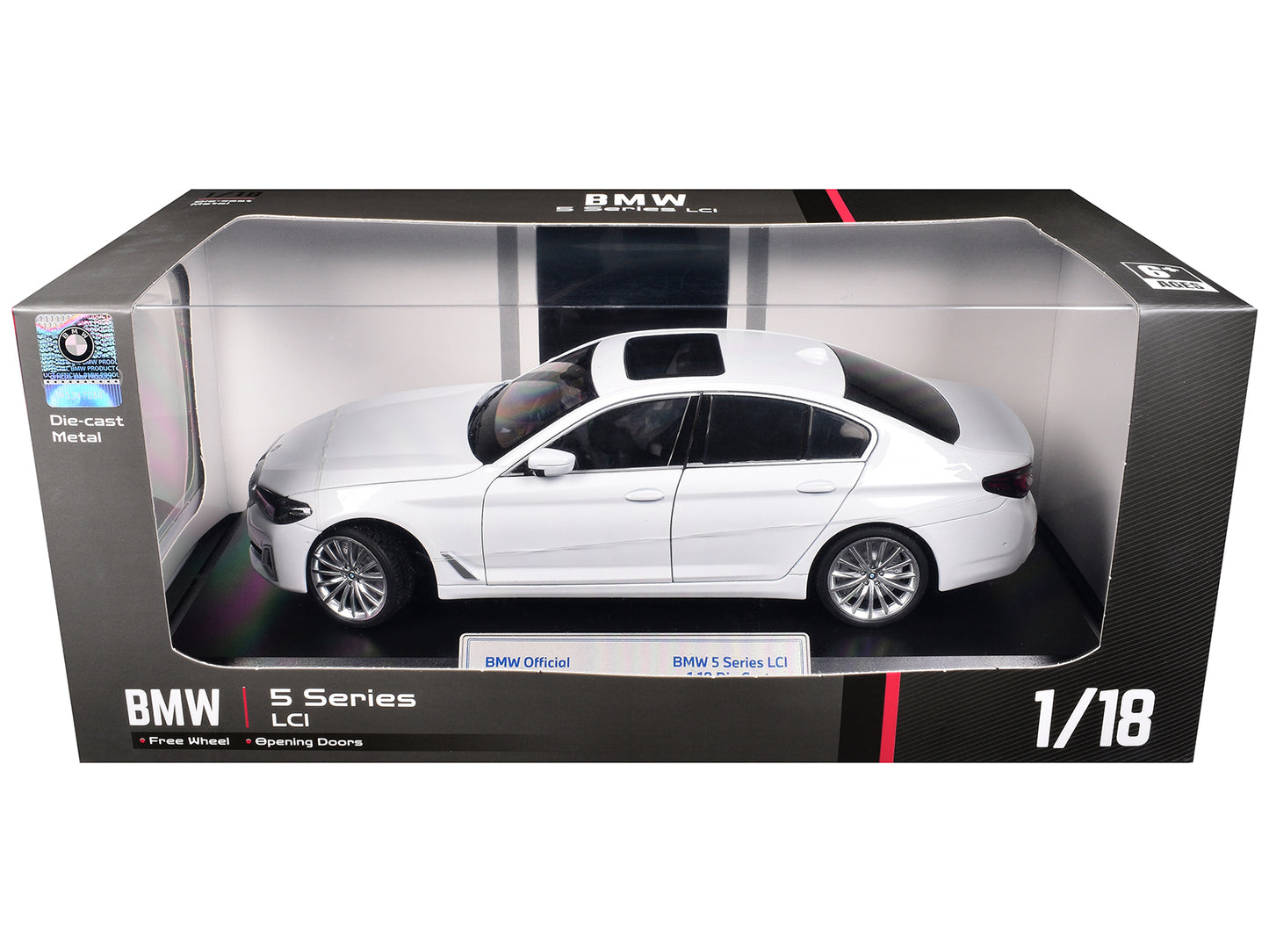 BMW 5 Series LCI White Metallic with Moonroof 1/18 Diecast Model Car