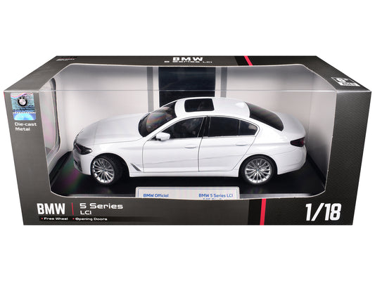 BMW 5 Series LCI White Metallic with Moonroof 1/18 Diecast Model Car
