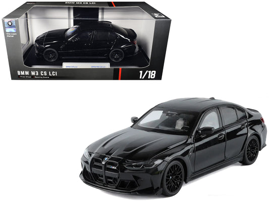 BMW M3 CS LCI Black Metallic with Matt Black Top 1/18 Diecast Model Car