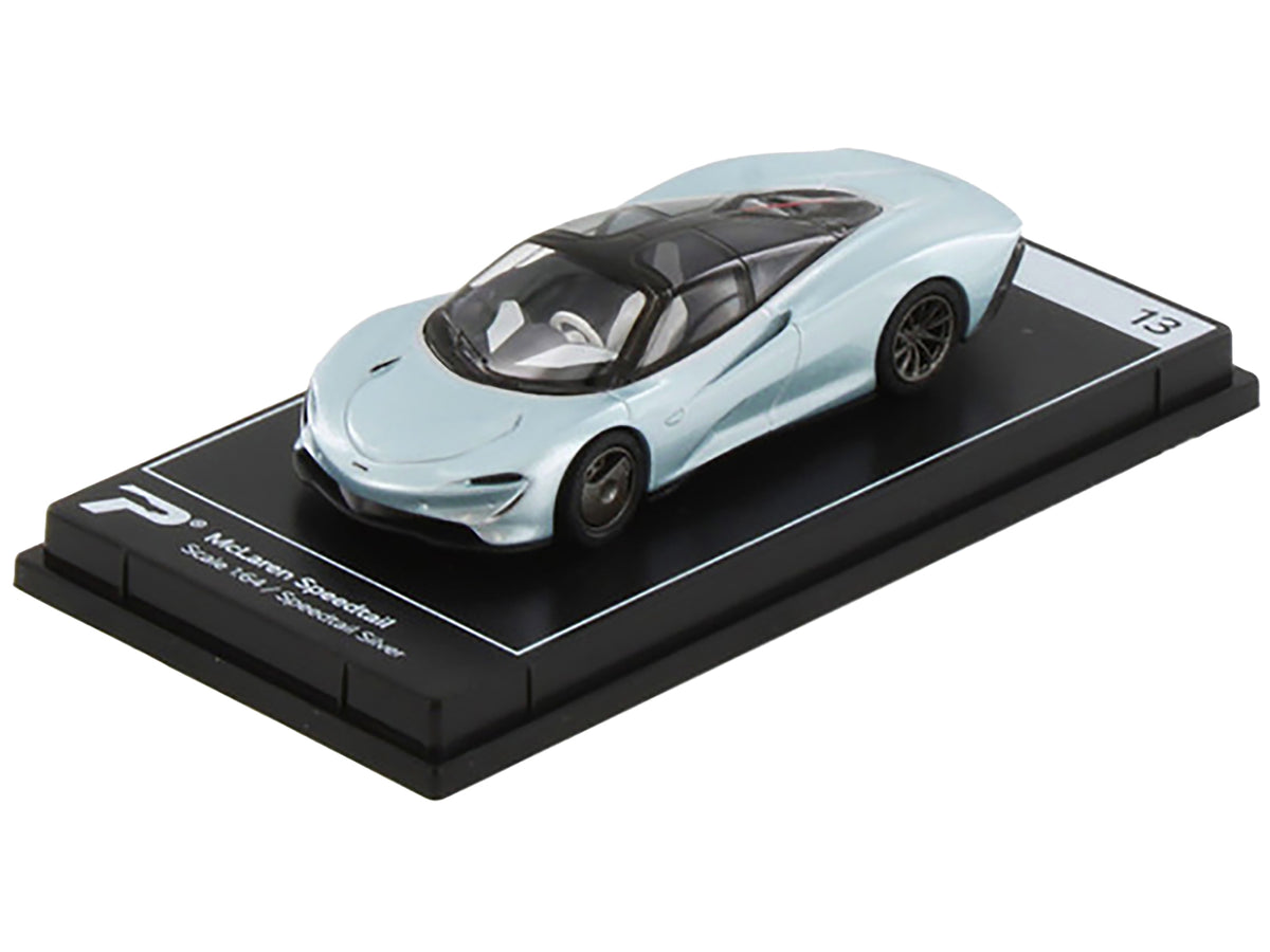 McLaren Speedtail Silver Metallic with Black Top "Hypercar League Collection" 1/64 Diecast Model Car