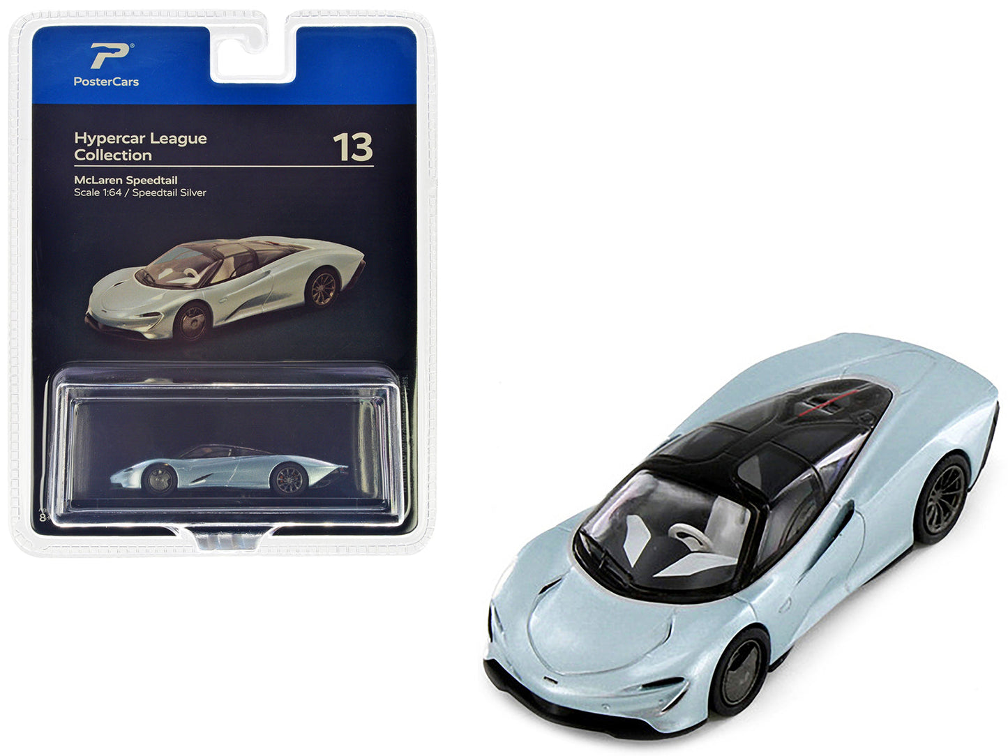 McLaren Speedtail Silver Metallic with Black Top "Hypercar League Collection" 1/64 Diecast Model Car