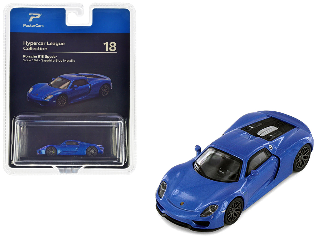 Porsche 918 Spyder Sapphire Blue Metallic "Hypercar League Collection" 1/64 Diecast Model Car