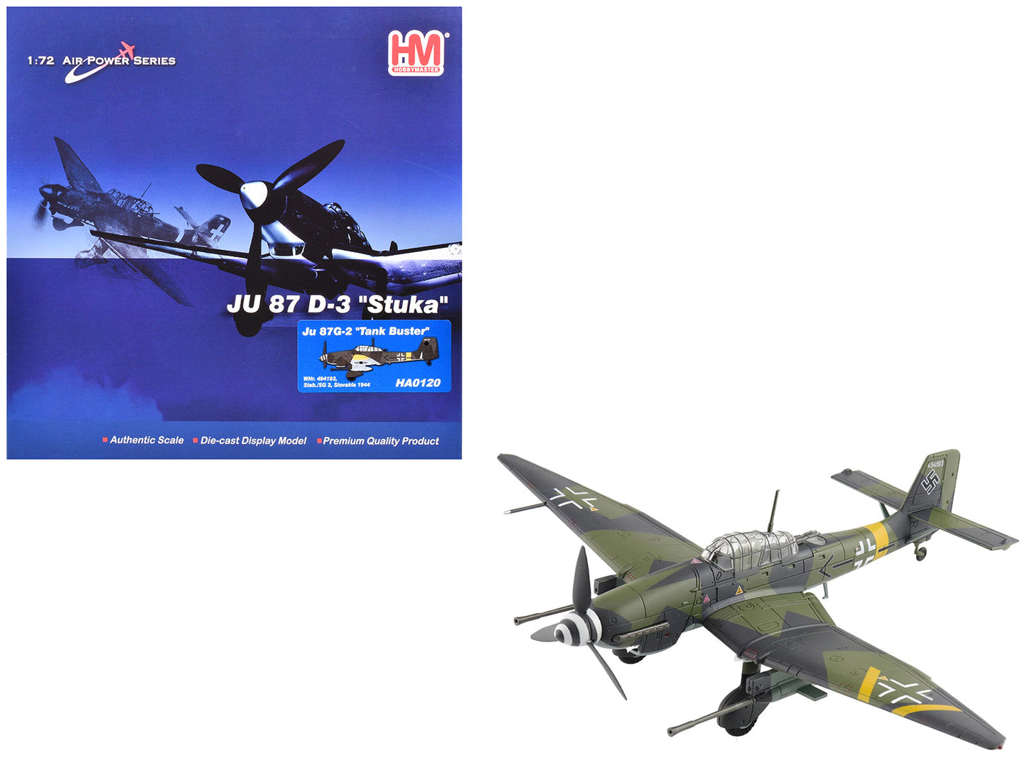 Junkers Ju 87G-2 Stuka Aircraft "WNr. 494193 Tank Buster Stab. SG 2 Slovakia" (1944) German Luftwaffe "Air Power Series" 1/72 Diecast Model