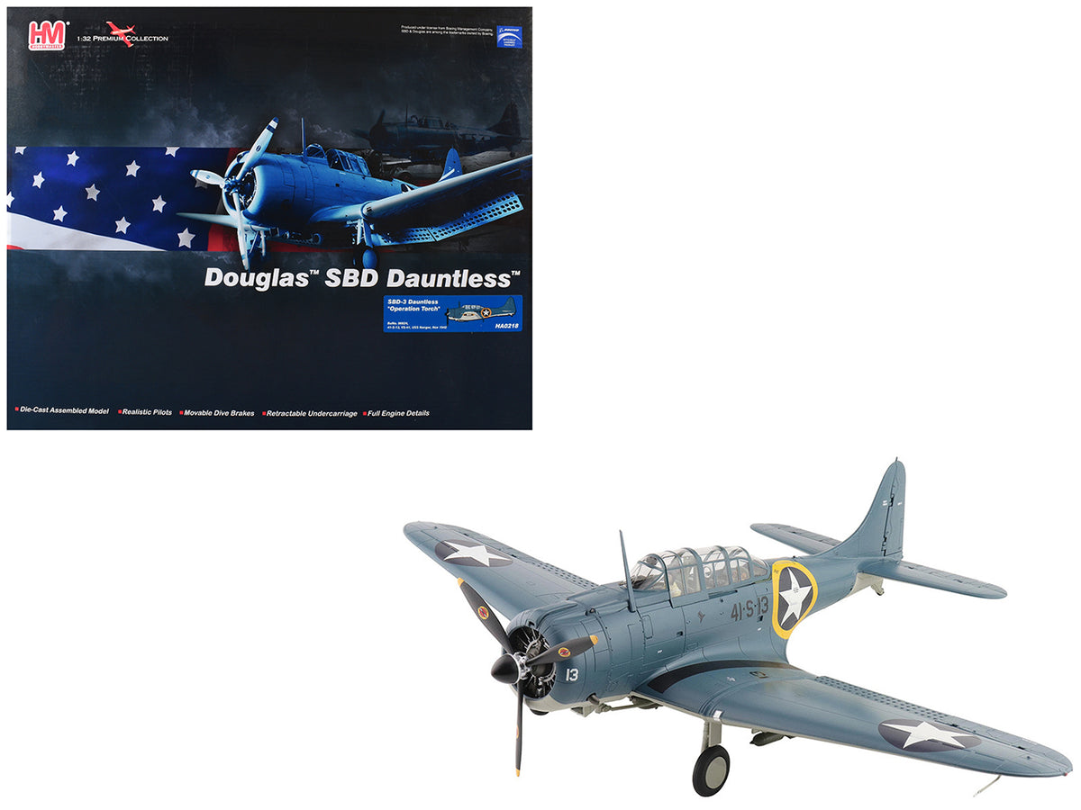 Douglas SBD-3 Dauntless Aircraft "06624 41-S-13 Operation Torch VS-41 USS Ranger" (1942) United States Navy "Premium Collection" 1/32 Diecast Model