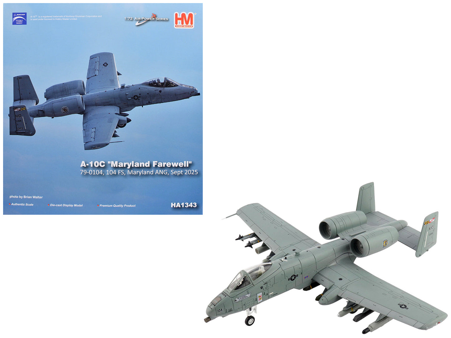 Fairchild Republic A-10C Thunderbolt II Attack Aircraft "80-0283 Maryland Farewell 104 FS Maryland ANG" (2025) United States Air Force "Air Power Series" 1/72 Diecast Model