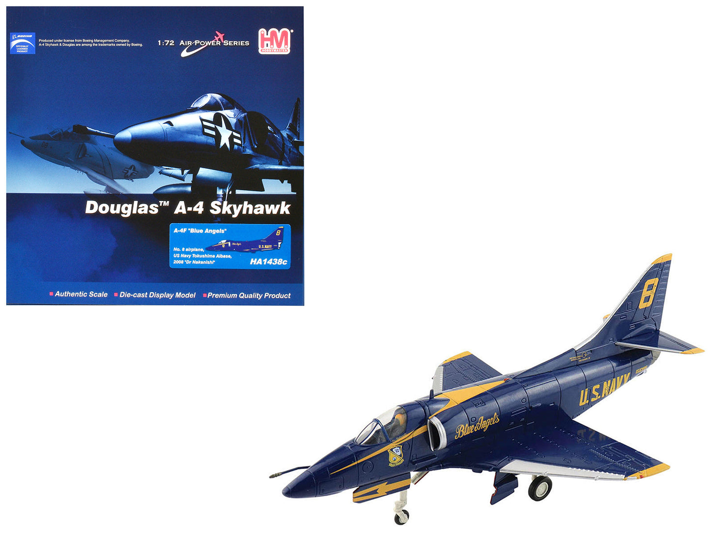 Douglas A-4F Skyhawk Aircraft "Blue Angels Tokushima Airbase Dr. Nakanishi #8" (2008) United States Navy "Air Power Series" 1/72 Diecast Model