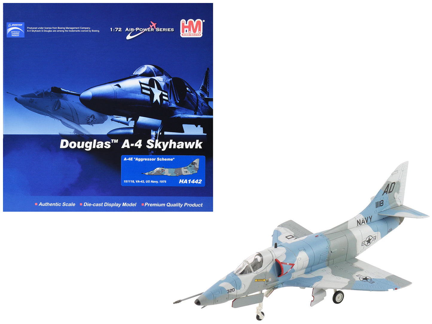 Douglas A-4E Skyhawk Aircraft "151118 Aggressor Scheme VA-43" (1975) United States Navy "Air Power Series" 1/72 Diecast Model