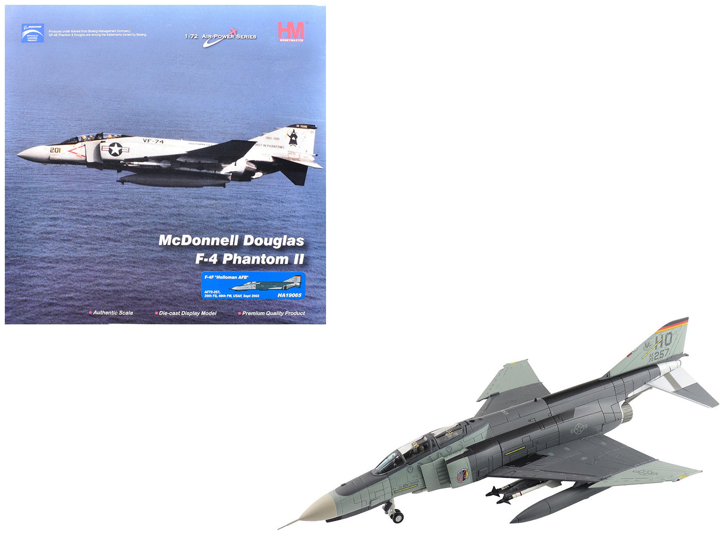 McDonnell Douglas F-4F Phantom II Fighter-Bomber Aircraft "AF72-257 20th Fighter Squadron 49th Fighter Wing Holloman AFB" (2002) United States Air Force "Air Power Series" 1/72 Diecast Model