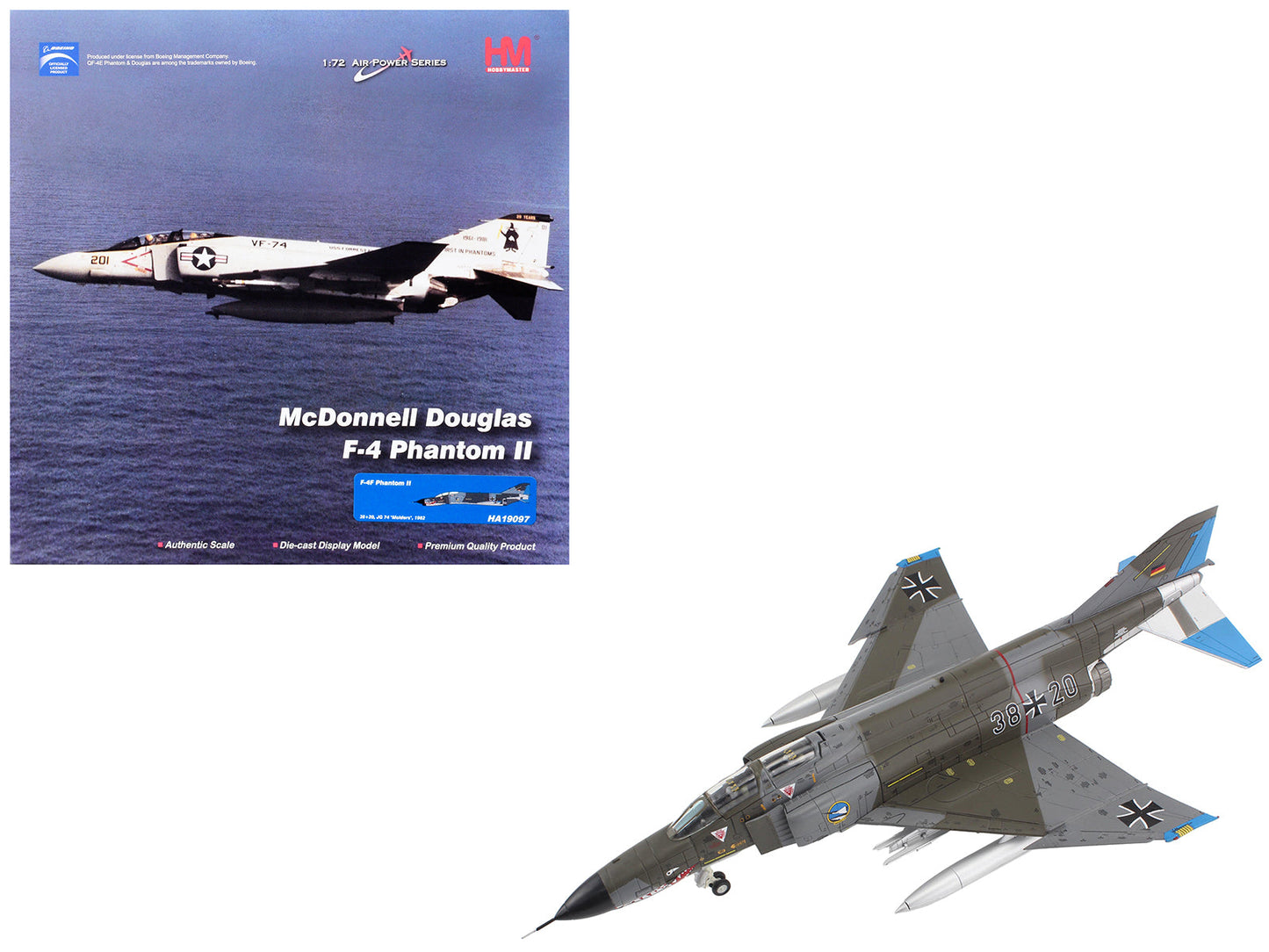 McDonnell Douglas F-4F Phantom II Fighter-Bomber Aircraft "Jagdgeschwader 74 (JG 74) Molders" (1982) German Luftwaffe "Air Power Series" 1/72 Diecast Model
