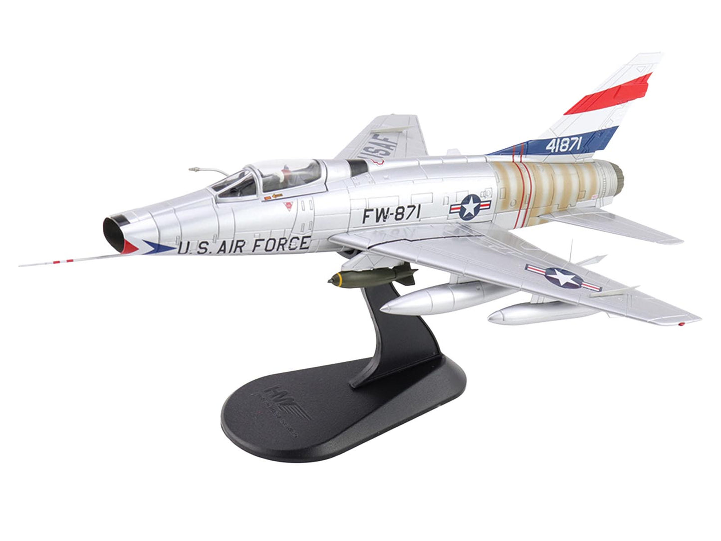 North American F-100 Super Sabre Fighter Aircraft "FW-871 National Military Museum Soesterberg Netherlands" United States Air Force "Air Power Series" 1/72 Diecast Model