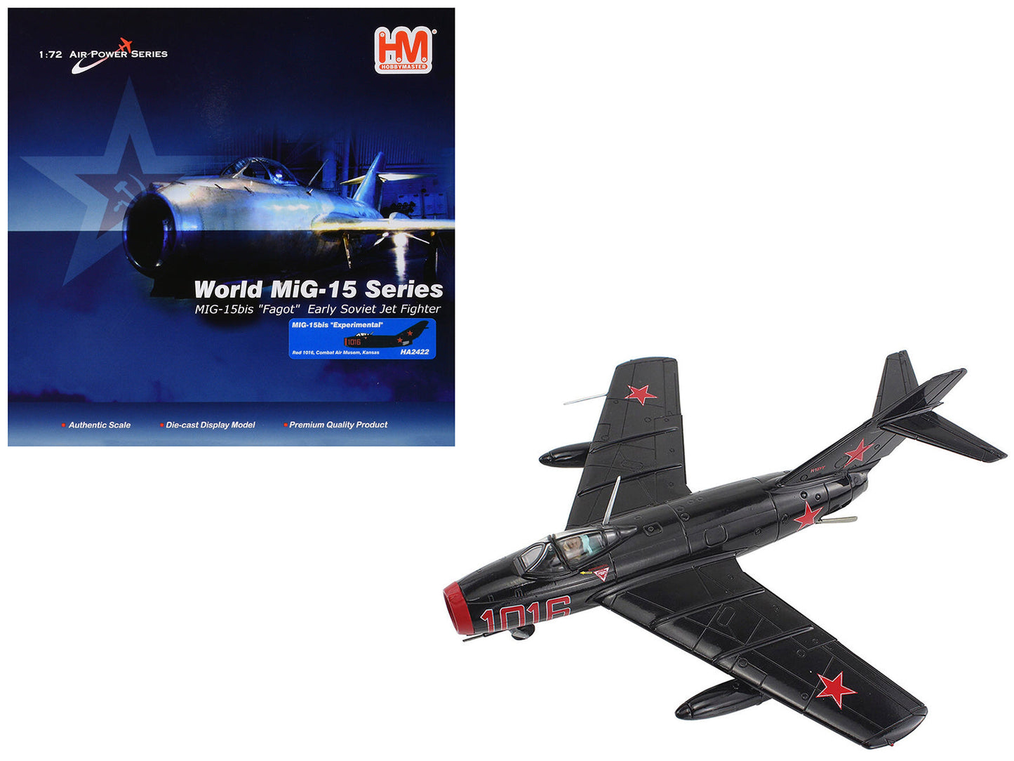 Mikoyan-Gurevich MiG-15Bis Fighter Aircraft "Experimental Combat Air Museum Kansas" "Air Power Series" 1/72 Diecast Model