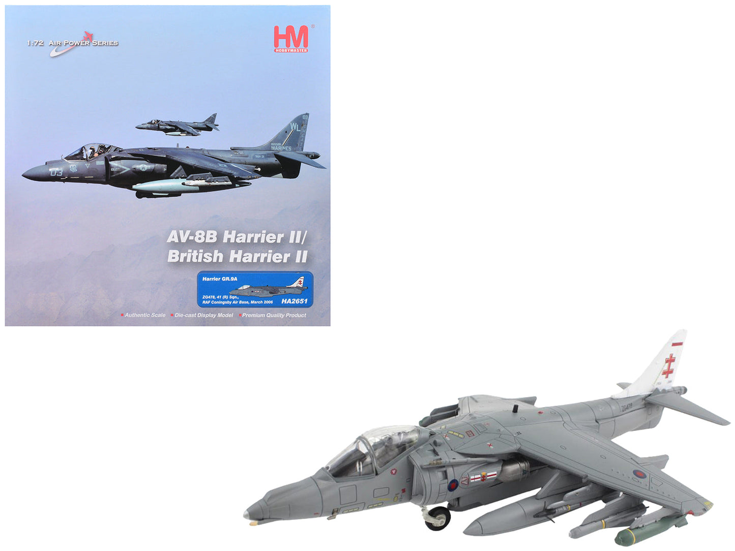 McDonnell Douglas AV-8B/British Harrier II GR.9A Aircraft "41 (R) Squadron RAF Coningsby Air Base" (2006) Royal Air Force "Air Power Series" 1/72 Diecast Model