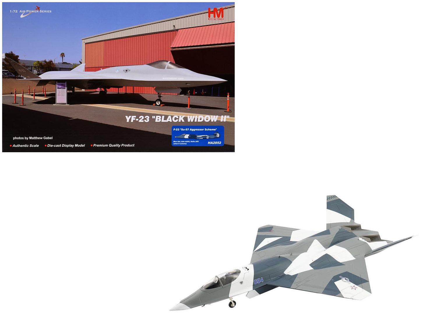 Northrop F-23 Black Widow II Stealth Fighter Aircraft Blue 054 Su-57 Aggressor What If Scheme 65th AGRS Nellis AFB United States Air Force Air Power Series 1/72 Diecast Model