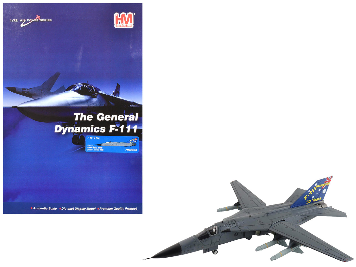 General Dynamics F-111C Pig Aircraft "A8-131 F-111 Operations 30th Anniversary" (2003) Royal Australian Air Force "Air Power Series" 1/72 Diecast Model