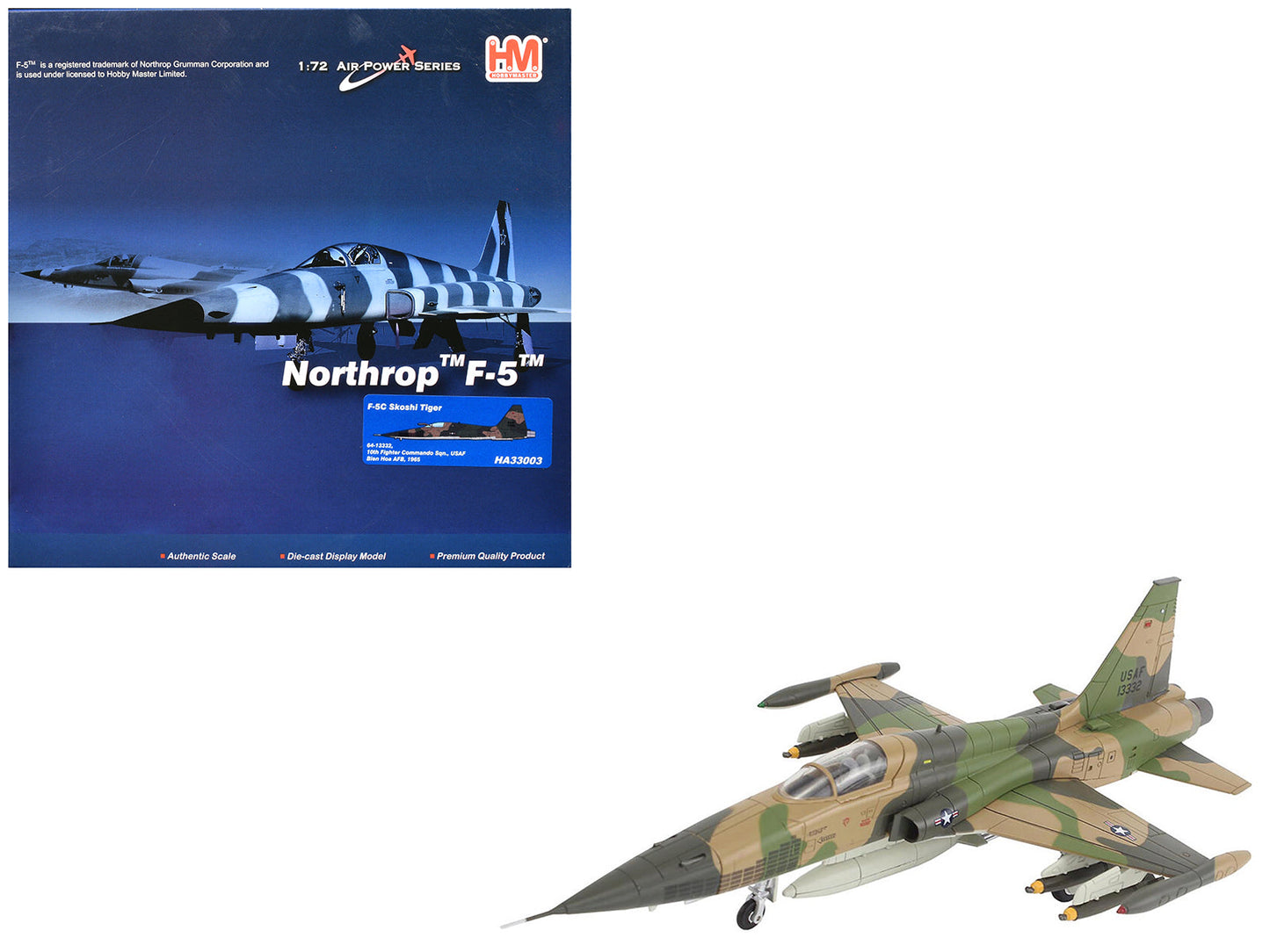 Northrop F-5C Skoshi Tiger Aircraft "64-13332 10th FCS Bien Hoa AFB" (1965) United States Air Force "Air Power Series" 1/72 Diecast Model