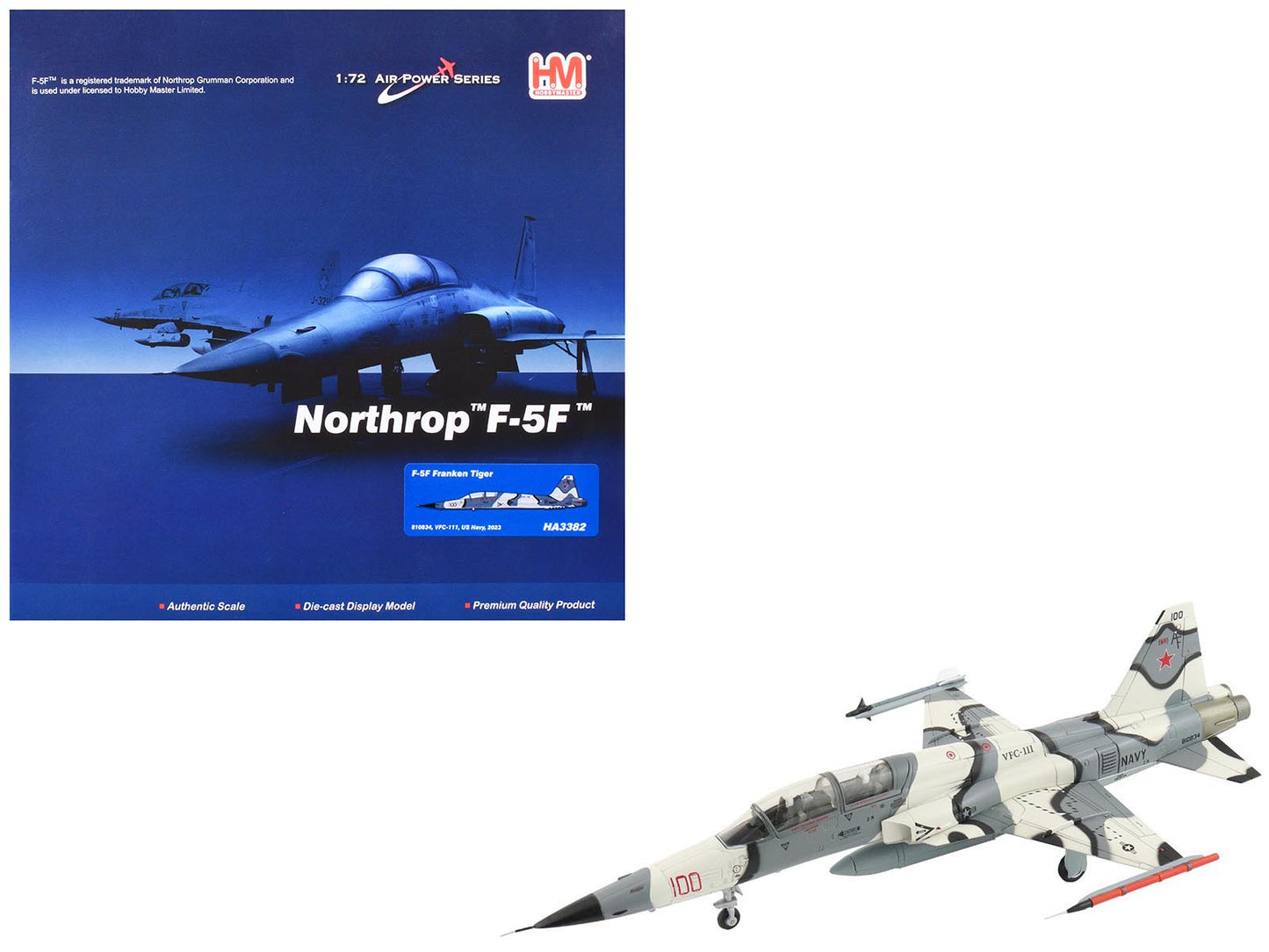 Northrop F-5F Tiger II Aircraft "810834 Franken Tiger VFC-111 Sundowners" (2023) United States Navy "Air Power Series" 1/72 Diecast Model