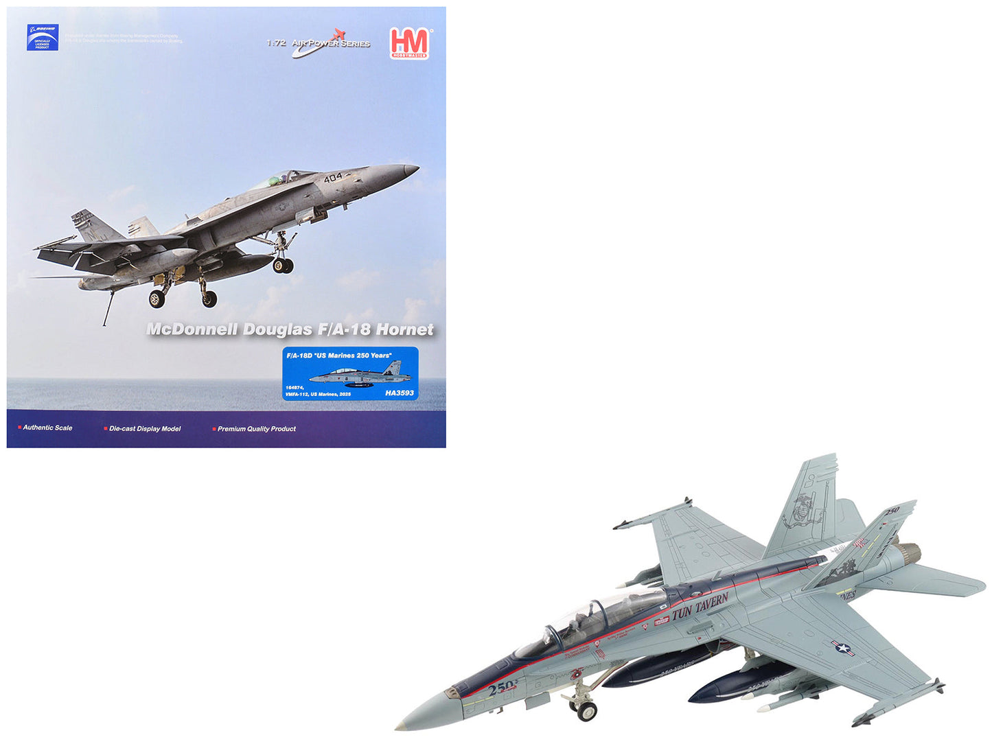 McDonnell Douglas F/A-18D Hornet Aircraft "164874 US Marines 250 Years VMFA-112 Cowboys" (2025) United States Marines "Air Power Series" 1/72 Diecast Model
