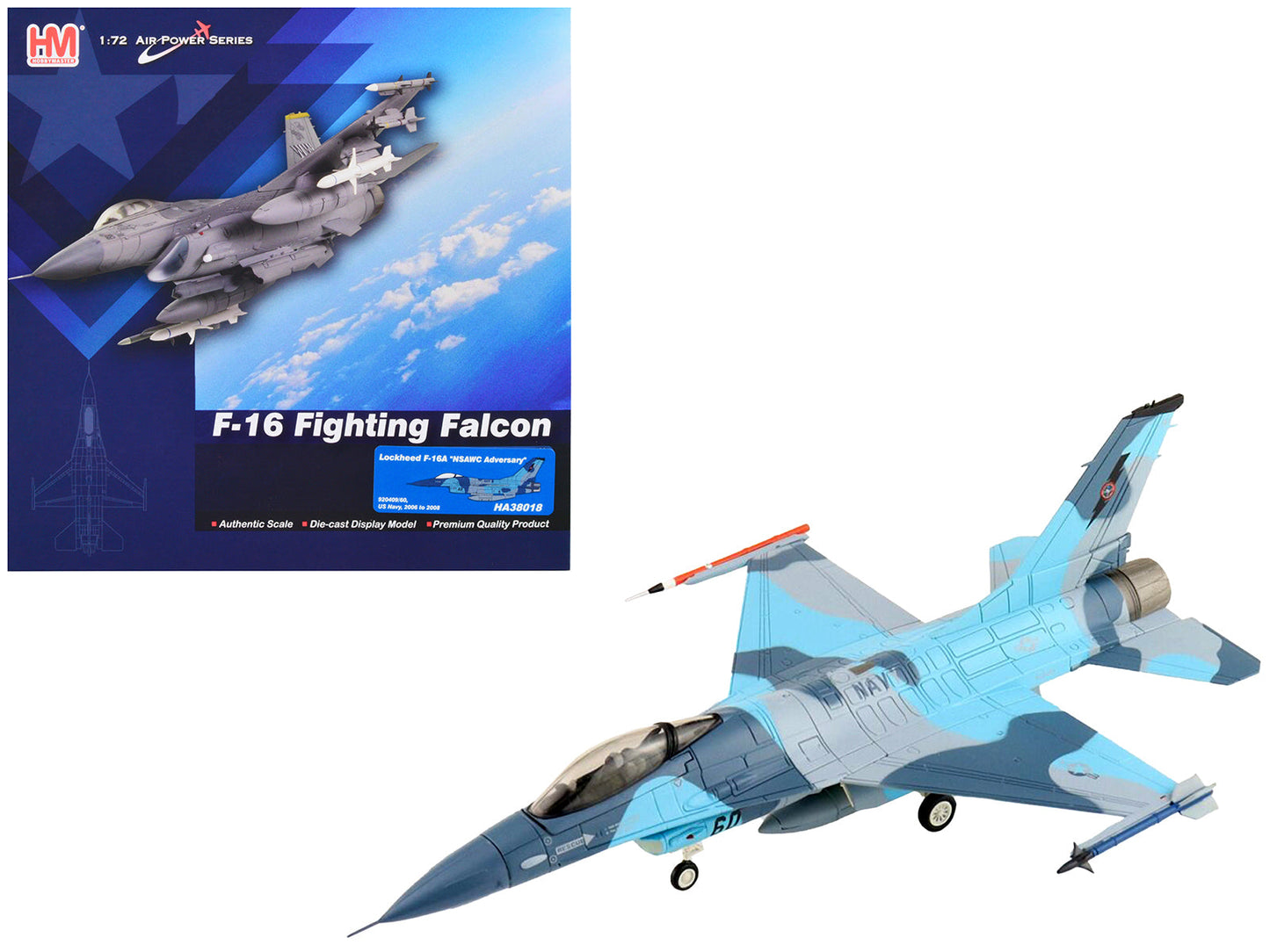 Lockheed F-16A Fighting Falcon Fighter Aircraft "NSAWC Adversary" (2006-2008) United States Navy "Air Power Series" 1/72 Diecast Model
