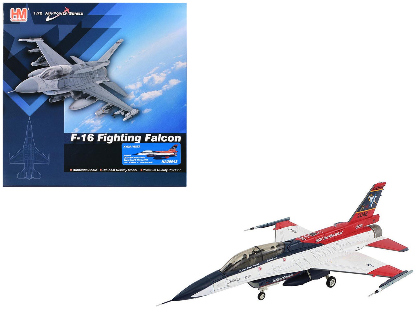 General Dynamics X-62A VISTA Aircraft "86-0048 USAF Test Pilot School Edwards Air Force Base" (2024) United States Air Force "Air Power Series" 1/72 Diecast Model