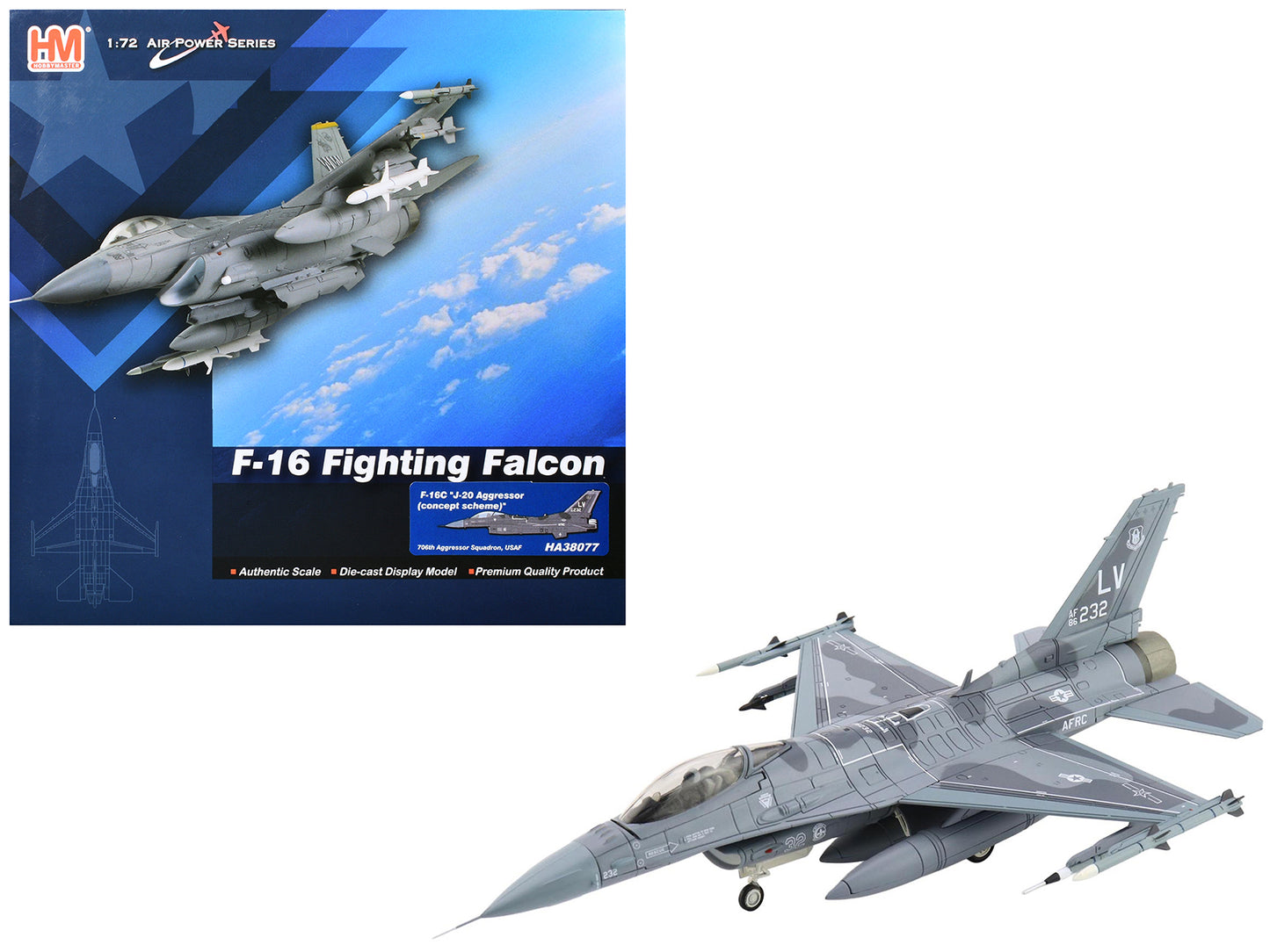 Lockheed F-16C Fighting Falcon Fighter Aircraft "J-20 Aggressor Concept Scheme 706th Aggressor Squadron" United States Air Force "Air Power Series" 1/72 Diecast Model