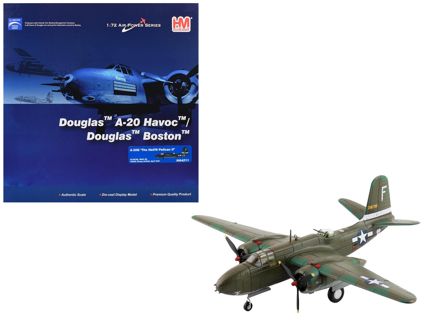 Douglas A-20G Havoc Aircraft "42-86786 Hell'N Pelican II 388th Bomb Squadron Gusap Airfield" (1944) United States Army Air Forces "Air Power Series" 1/72 Diecast Model