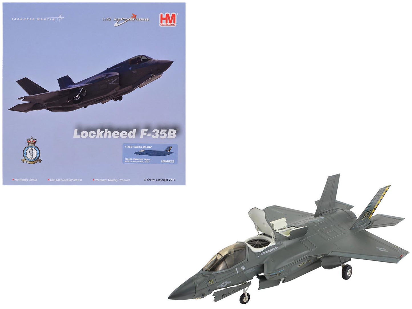 Lockheed Martin F-35B Lightning II Aircraft "Black Death VMFA-542 MCAS Cherry Point" (2023) United States Marine Corps "Air Power Series" 1/72 Diecast Model