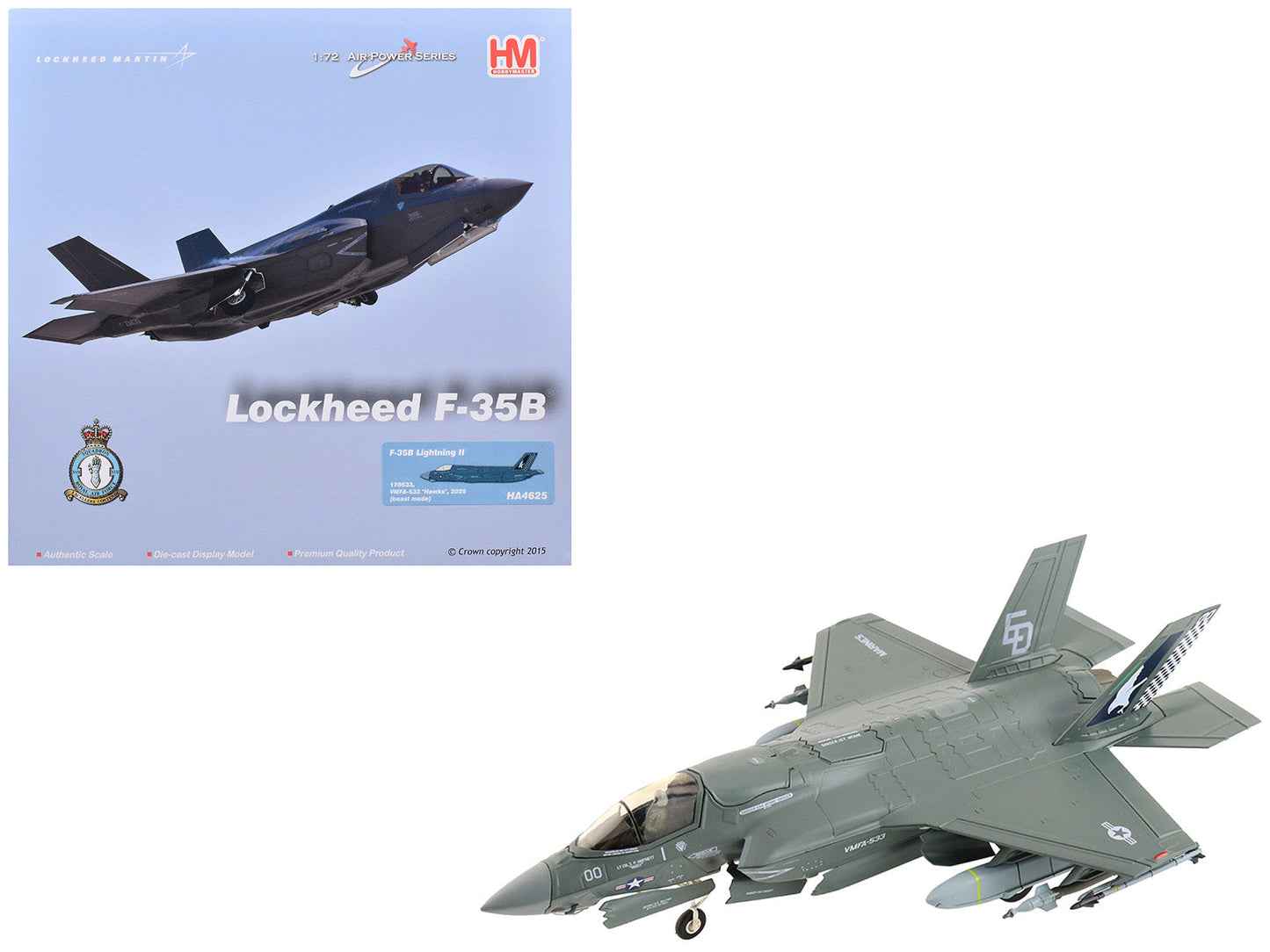 Lockheed Martin F-35B Lightning II Aircraft (Beast Mode) "170533 VMFA-533 Hawks" (2025) United States Marine Corps "Air Power Series" 1/72 Diecast Model