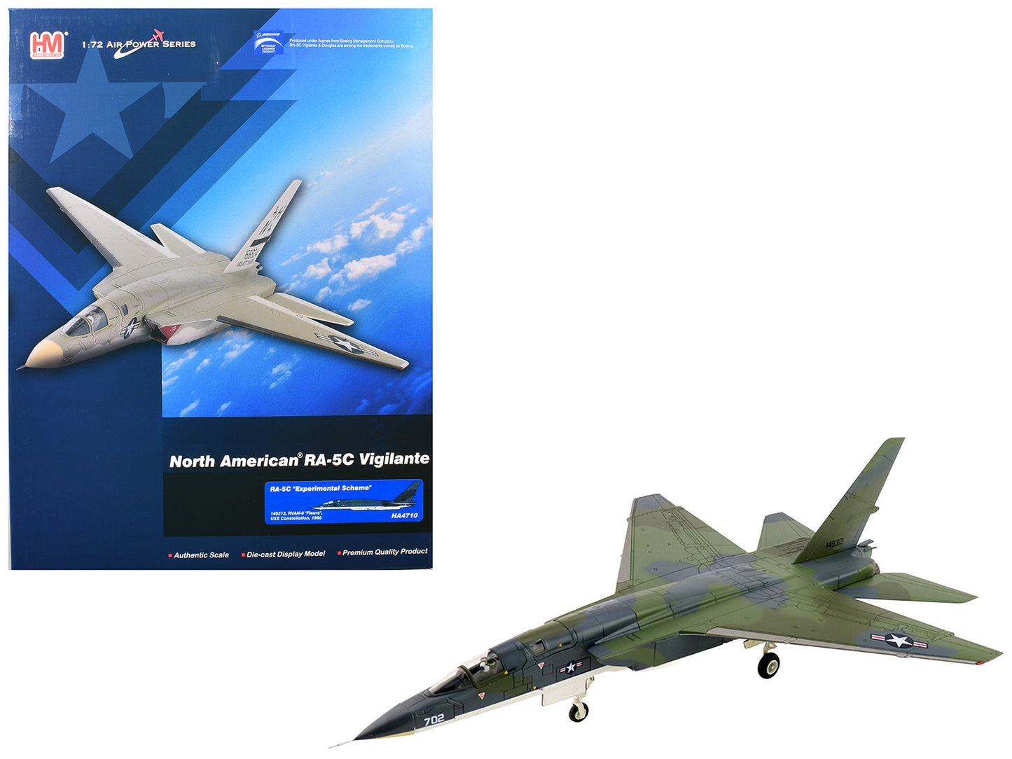 North American RA-5C Vigilante Aircraft "149313 RVAH-6 Fleurs Experimental Scheme USS Constellation" (1966) United States Navy "Air Power Series" 1/72 Diecast Model
