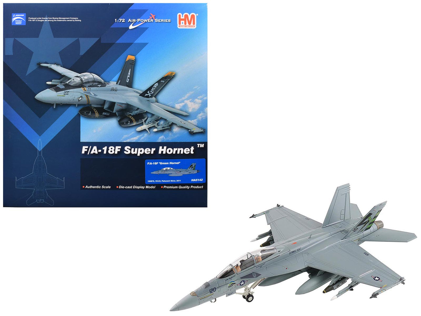 Boeing F/A-18F Super Hornet Fighter Aircraft "165875 Green Hornet VX-23 Salty Dogs NAS Patuxent River" (2011) United States Navy "Air Power Series" 1/72 Diecast Model