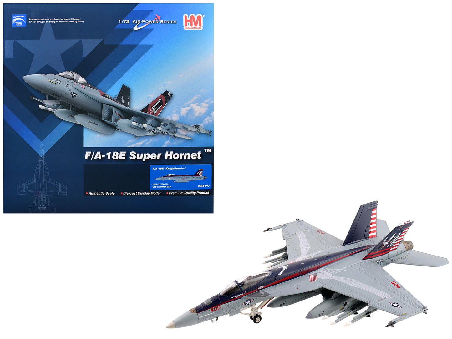 Boeing F/A-18E Super Hornet Fighter Aircraft "166817 VFA-136 Knighthawks USS Trumman" (2024) United States Navy "Air Power Series" 1/72 Diecast Model