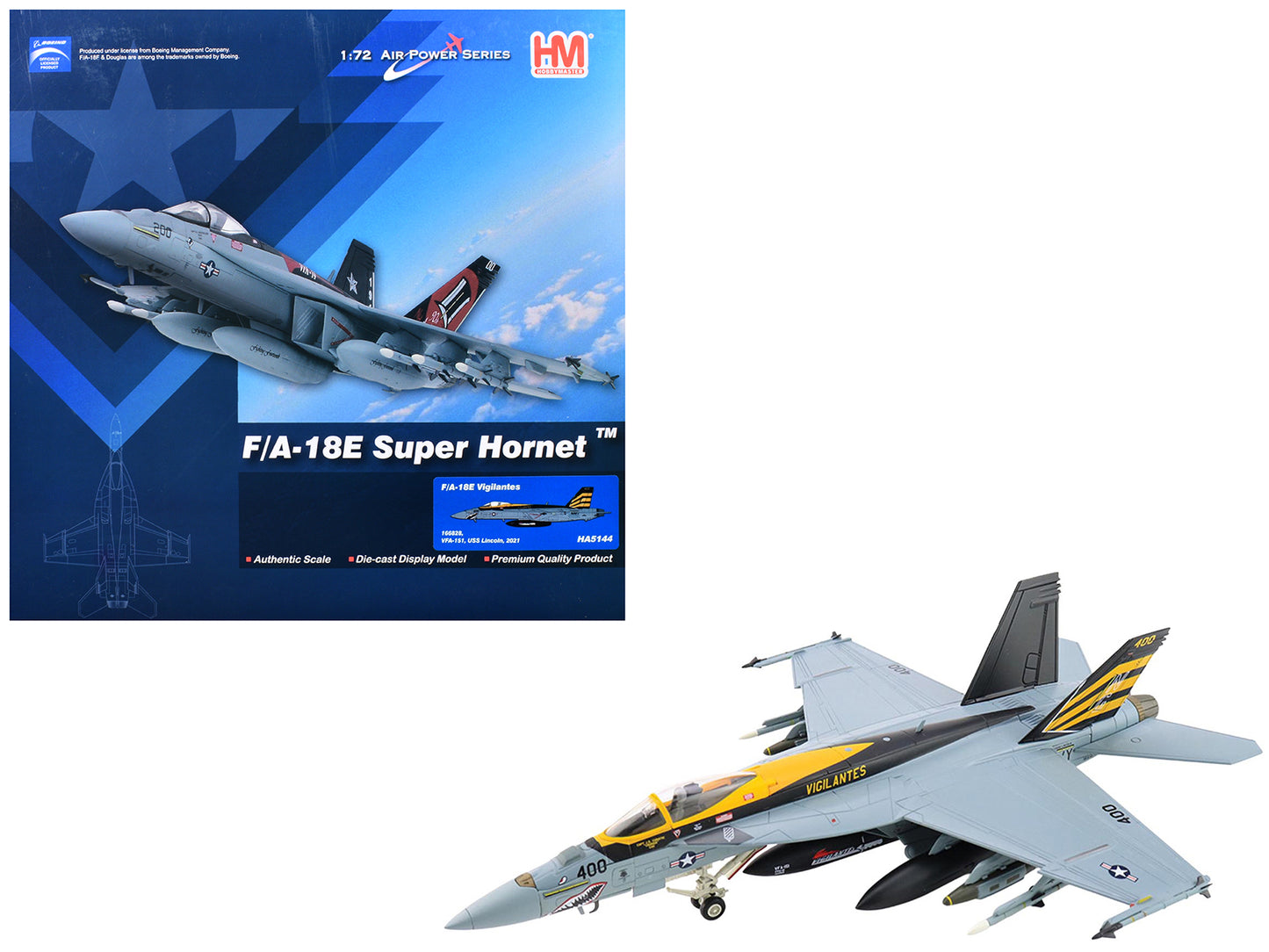 Boeing F/A-18E Super Hornet Fighter Aircraft "166828 VFA-151 Vigilantes USS Lincoln" (2021) United States Navy "Air Power Series" 1/72 Diecast Model