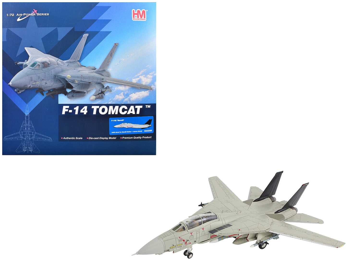 Grumman F-14A Tomcat Fighter Aircraft "Bandit Rogue Nation" United States Navy "Air Power Series" 1/72 Diecast Model