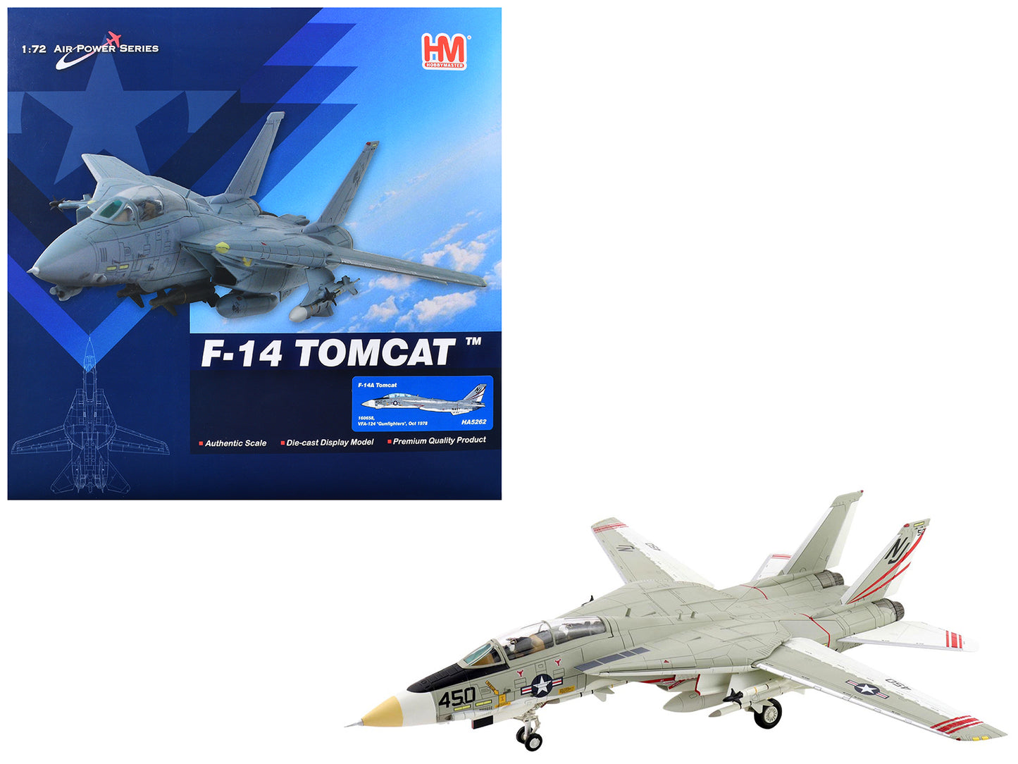 Grumman F-14A Tomcat Fighter Aircraft "VFA-124 Gunfighters" (1978) United States Navy "Air Power Series" 1/72 Diecast Model