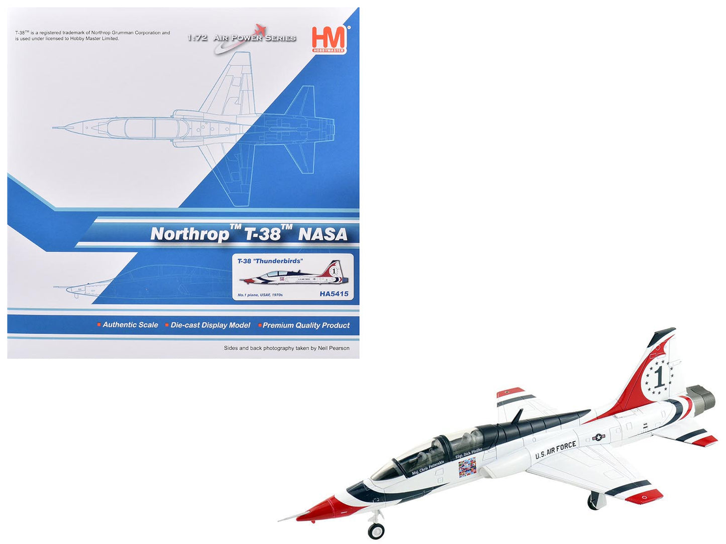 Northrop T-38 NASA Aircraft "#1 Thunderbirds" (1970s) United States Air Force "Air Power Series" 1/72 Diecast Model